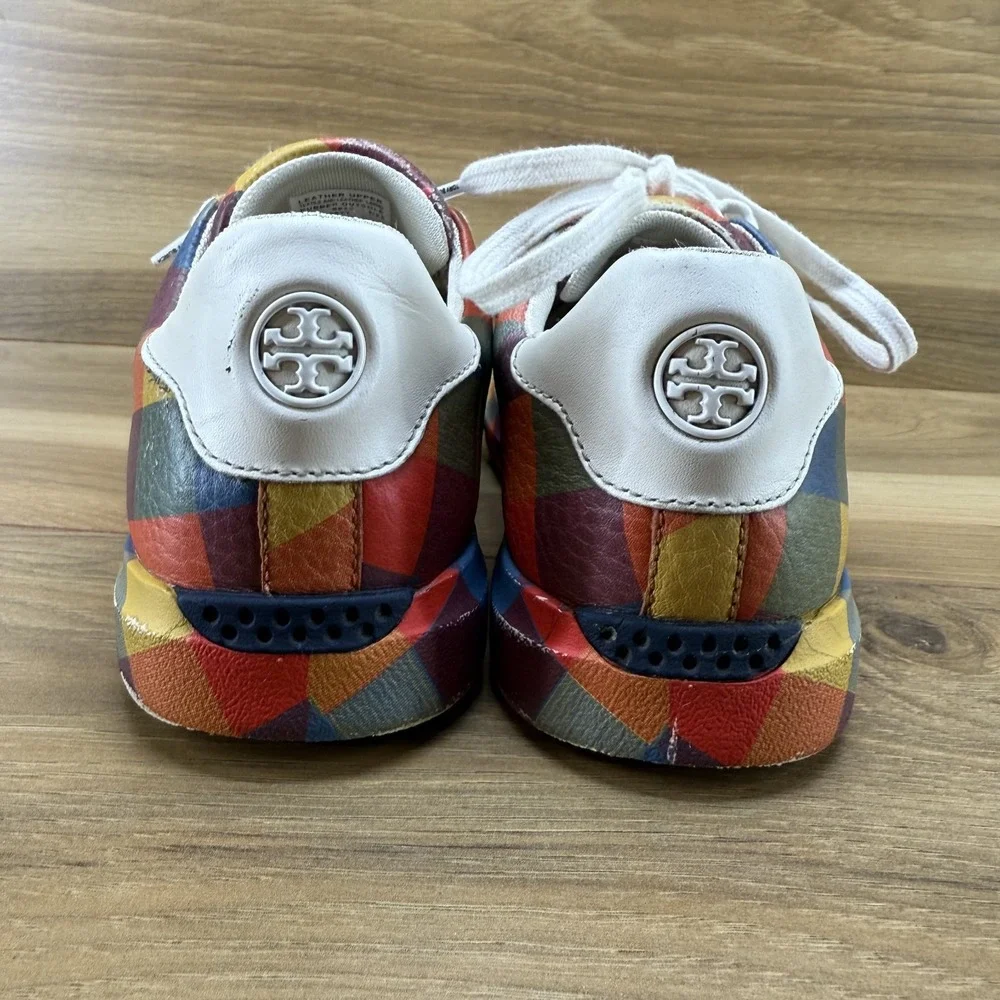 Tory Burch Howell Court Sneakers Womens 5 M Printed Leather Multi Low Top